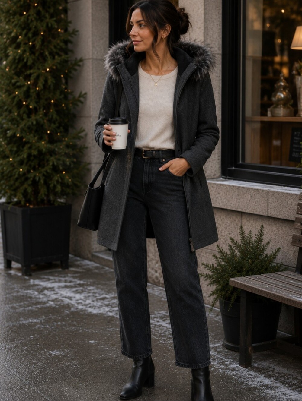 Maralyn & Me Grey Faux Fur Hooded Parka Jacket